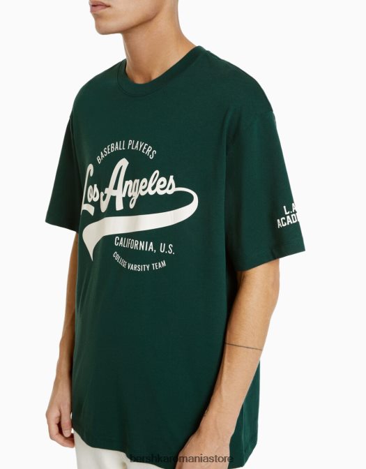 Bershka bărbați tricou cu mânecă scurtă, tip boxy verde Z86D2843 îmbrăcăminte