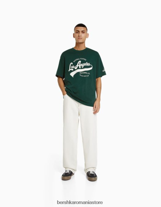 Bershka bărbați tricou cu mânecă scurtă, tip boxy verde Z86D2843 îmbrăcăminte