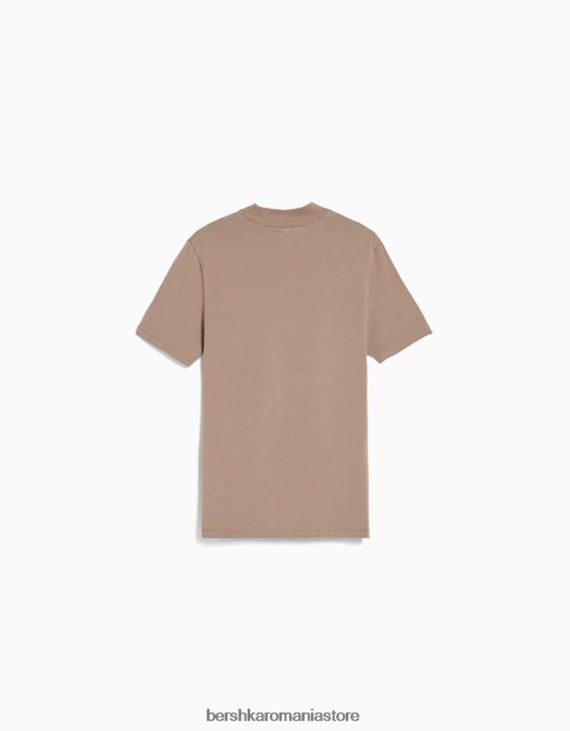 Bershka bărbați tricou cu maneca scurta cu gat inalt maro Z86D2744 îmbrăcăminte
