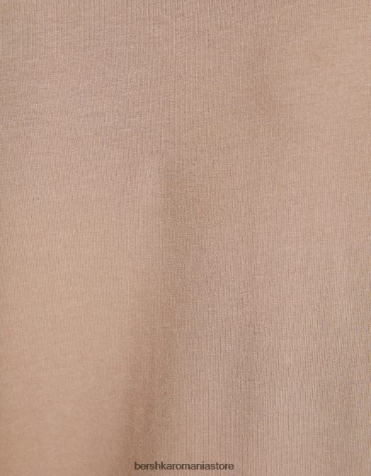 Bershka bărbați tricou cu maneca scurta cu gat inalt maro Z86D2744 îmbrăcăminte