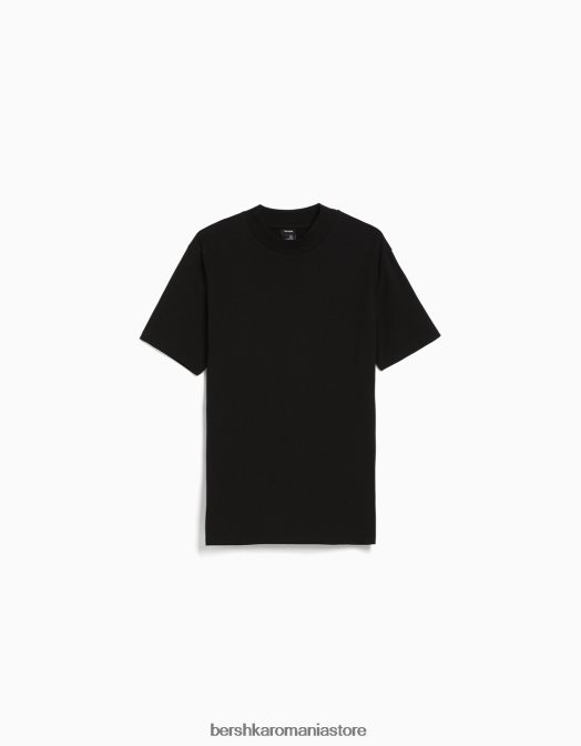 Bershka bărbați tricou cu maneca scurta cu gat inalt negru Z86D2739 îmbrăcăminte