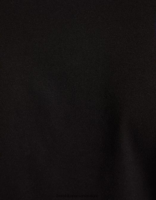 Bershka bărbați tricou cu maneca scurta cu gat inalt negru Z86D2739 îmbrăcăminte