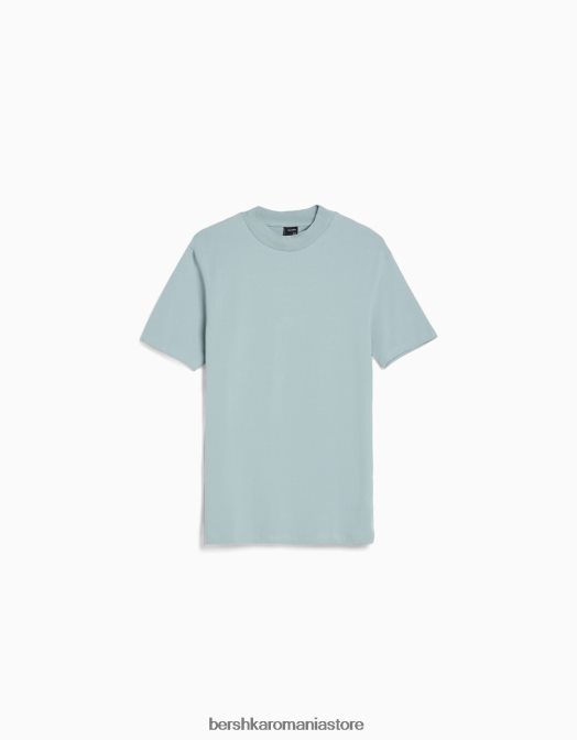 Bershka bărbați tricou cu maneca scurta cu gat inalt turcoaz Z86D2741 îmbrăcăminte