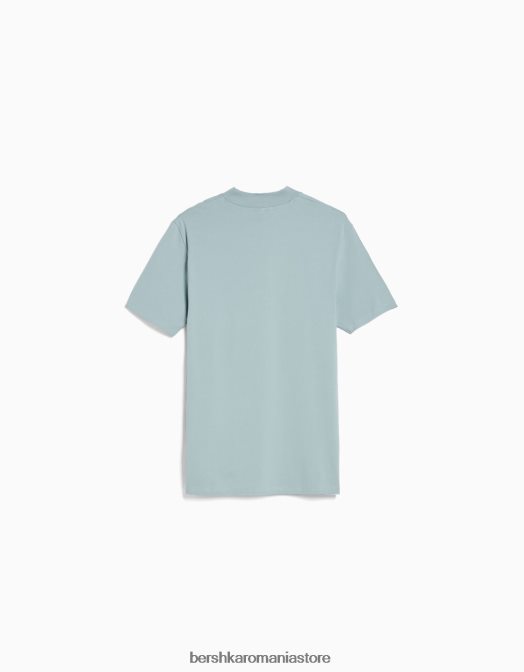 Bershka bărbați tricou cu maneca scurta cu gat inalt turcoaz Z86D2741 îmbrăcăminte