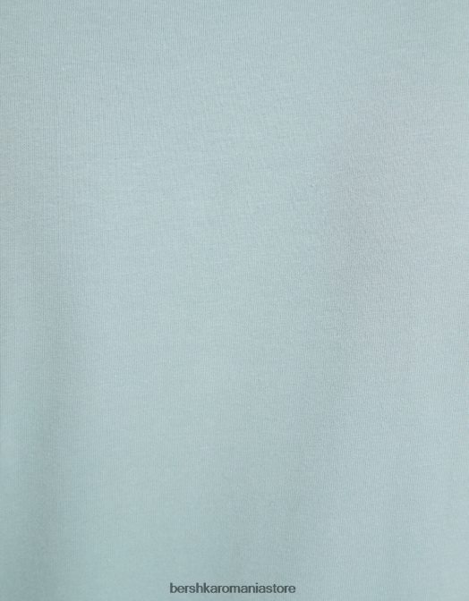 Bershka bărbați tricou cu maneca scurta cu gat inalt turcoaz Z86D2741 îmbrăcăminte