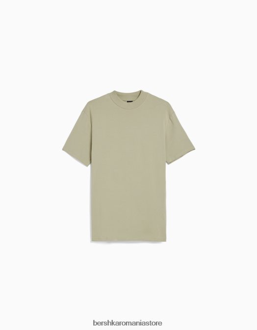 Bershka bărbați tricou cu maneca scurta cu gat inalt verde Z86D2743 îmbrăcăminte