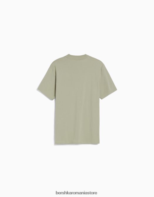 Bershka bărbați tricou cu maneca scurta cu gat inalt verde Z86D2743 îmbrăcăminte