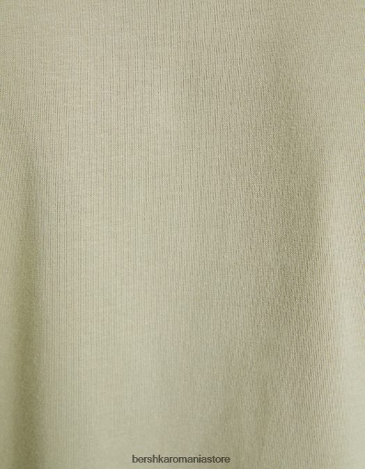 Bershka bărbați tricou cu maneca scurta cu gat inalt verde Z86D2743 îmbrăcăminte