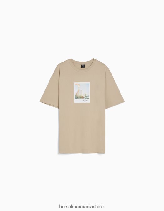 Bershka bărbați tricou cu maneca scurta cu imprimeu cămilă Z86D2605 îmbrăcăminte