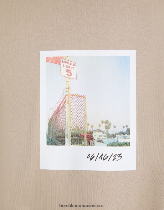 Bershka bărbați tricou cu maneca scurta cu imprimeu cămilă Z86D2605 îmbrăcăminte