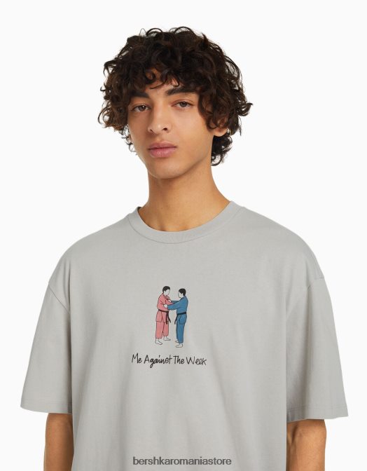 Bershka bărbați tricou cu maneca scurta cu imprimeu piatră Z86D2676 îmbrăcăminte