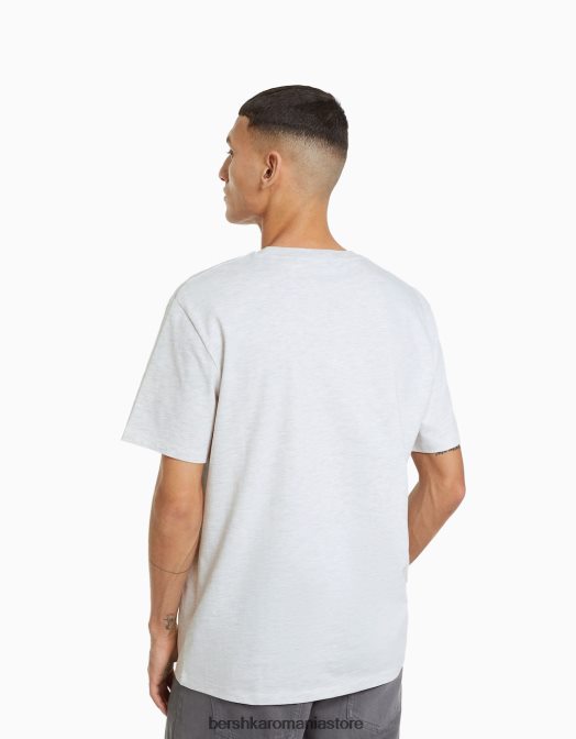 Bershka bărbați tricou cu maneca scurta usor de fixat gri Z86D2719 îmbrăcăminte