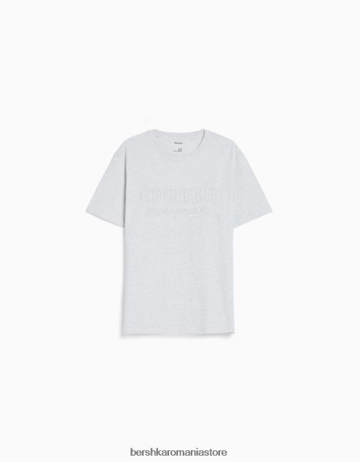Bershka bărbați tricou cu maneca scurta usor de fixat gri Z86D2719 îmbrăcăminte