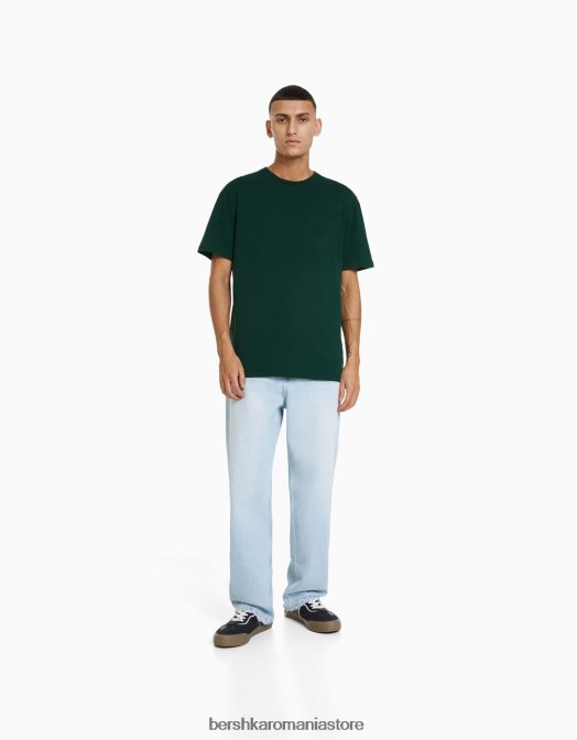 Bershka bărbați tricou cu maneca scurta usor de fixat verde Z86D2718 îmbrăcăminte