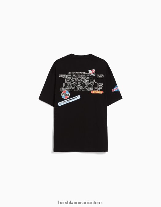 Bershka bărbați tricou de curse boxy fit cu maneca scurta negru Z86D2659 îmbrăcăminte