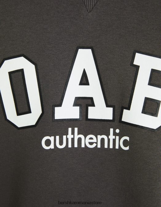 Bershka bărbați tricou de pluș cu mânecă scurtă cu imprimeu de varsity gri Z86D2764 îmbrăcăminte