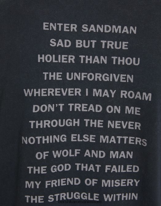 Bershka bărbați tricou decolorat cu imprimeu metallic, care se potrivește ușor negru Z86D2790 îmbrăcăminte