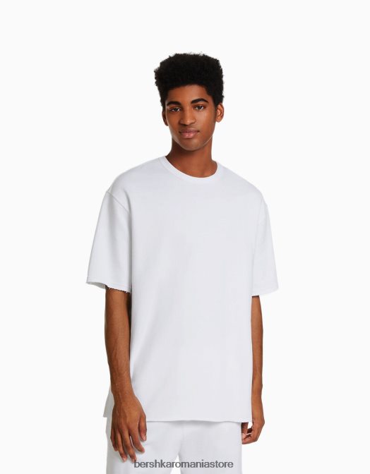 Bershka bărbați tricou decolorat cu maneca scurta alb Z86D2647 îmbrăcăminte