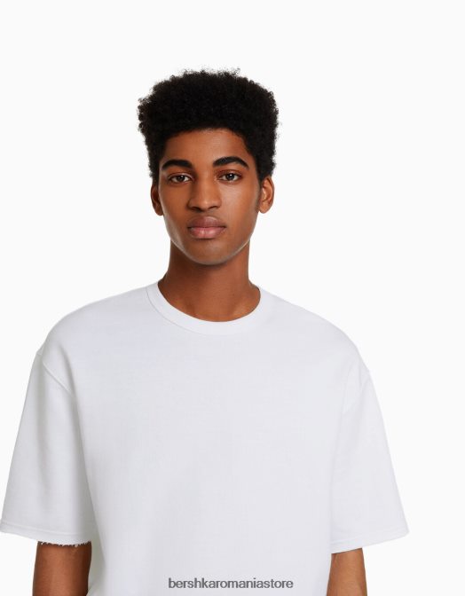 Bershka bărbați tricou decolorat cu maneca scurta alb Z86D2647 îmbrăcăminte