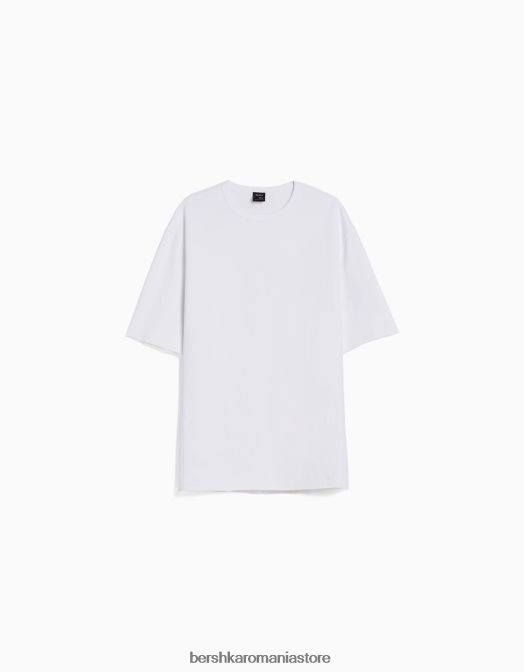 Bershka bărbați tricou decolorat cu maneca scurta alb Z86D2647 îmbrăcăminte