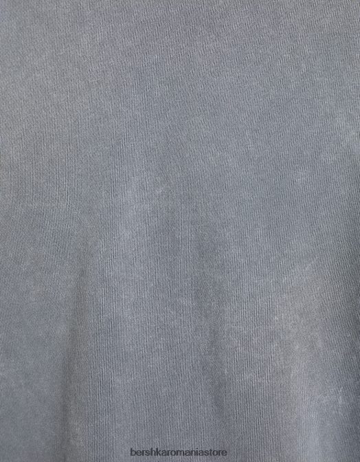 Bershka bărbați tricou decolorat cu maneca scurta gri Z86D2650 îmbrăcăminte