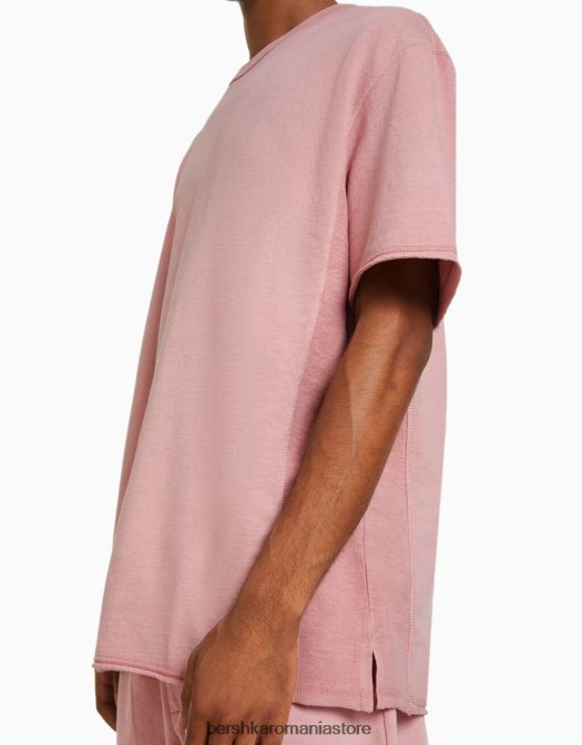 Bershka bărbați tricou decolorat cu maneca scurta roz Z86D2646 îmbrăcăminte