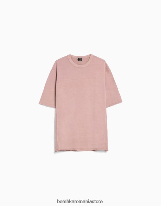 Bershka bărbați tricou decolorat cu maneca scurta roz Z86D2646 îmbrăcăminte