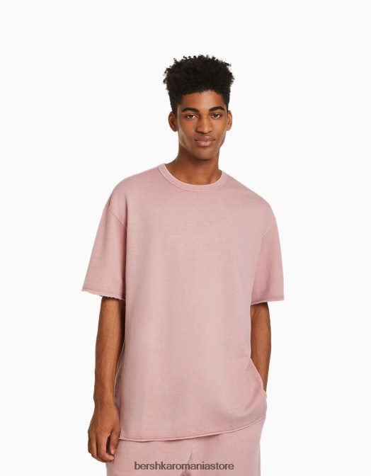 Bershka bărbați tricou decolorat cu maneca scurta roz Z86D2648 îmbrăcăminte
