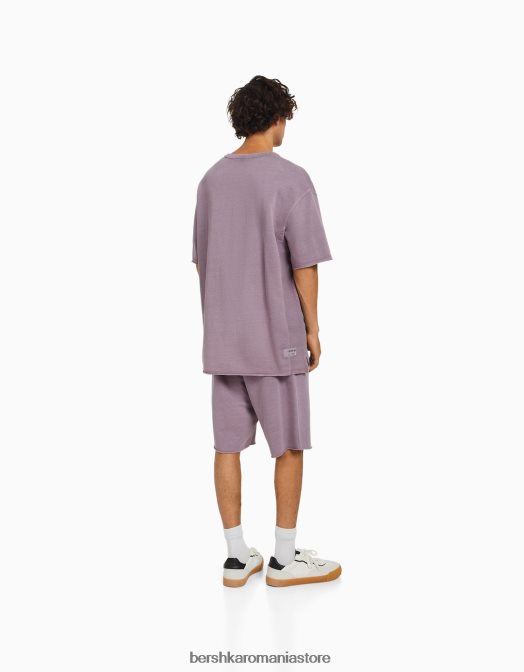 Bershka bărbați tricou decolorat cu maneca scurta violet Z86D2649 îmbrăcăminte