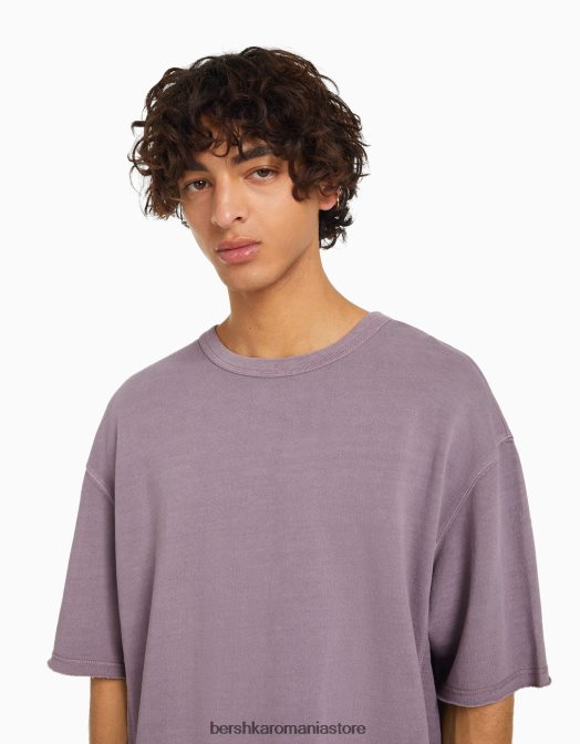 Bershka bărbați tricou decolorat cu maneca scurta violet Z86D2649 îmbrăcăminte