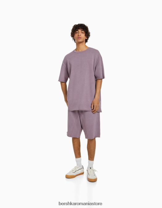 Bershka bărbați tricou decolorat cu maneca scurta violet Z86D2649 îmbrăcăminte