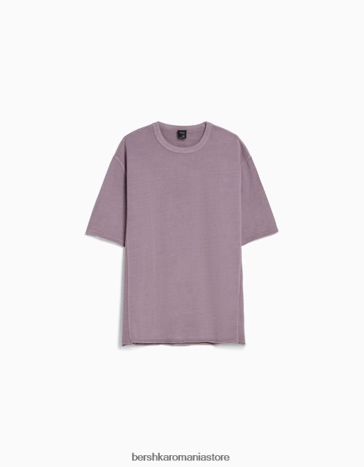 Bershka bărbați tricou decolorat cu maneca scurta violet Z86D2649 îmbrăcăminte