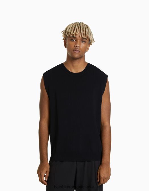 Bershka bărbați tricou din tricot fără mâneci negru Z86D2826 îmbrăcăminte