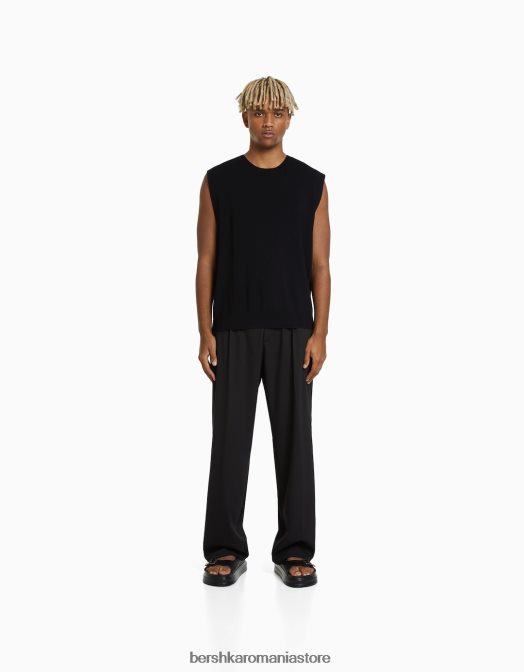 Bershka bărbați tricou din tricot fără mâneci negru Z86D2826 îmbrăcăminte