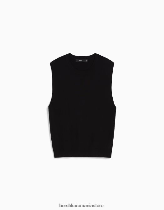 Bershka bărbați tricou din tricot fără mâneci negru Z86D2826 îmbrăcăminte