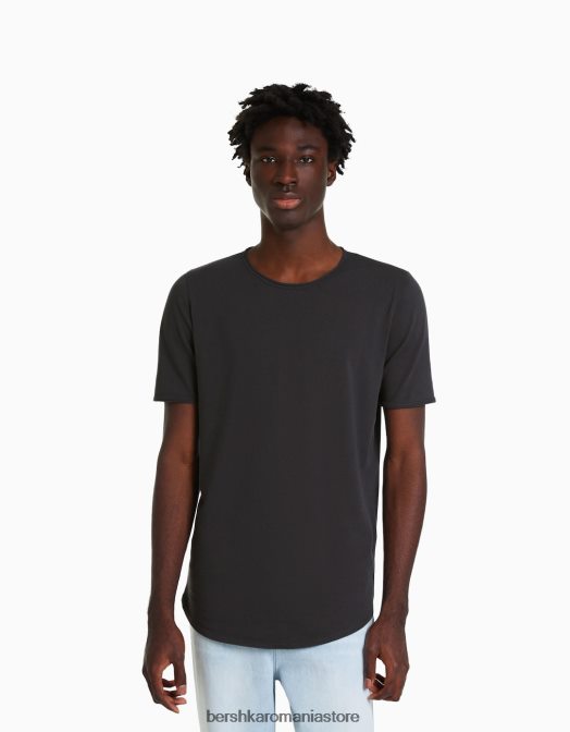 Bershka bărbați tricou elastic cu maneca scurta gri Z86D2844 îmbrăcăminte