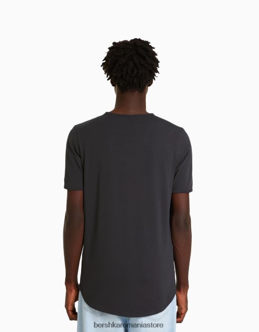 Bershka bărbați tricou elastic cu maneca scurta gri Z86D2844 îmbrăcăminte