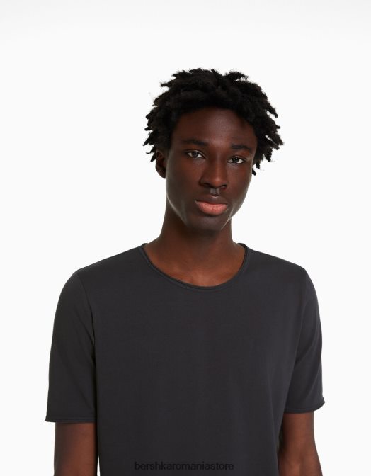 Bershka bărbați tricou elastic cu maneca scurta gri Z86D2844 îmbrăcăminte