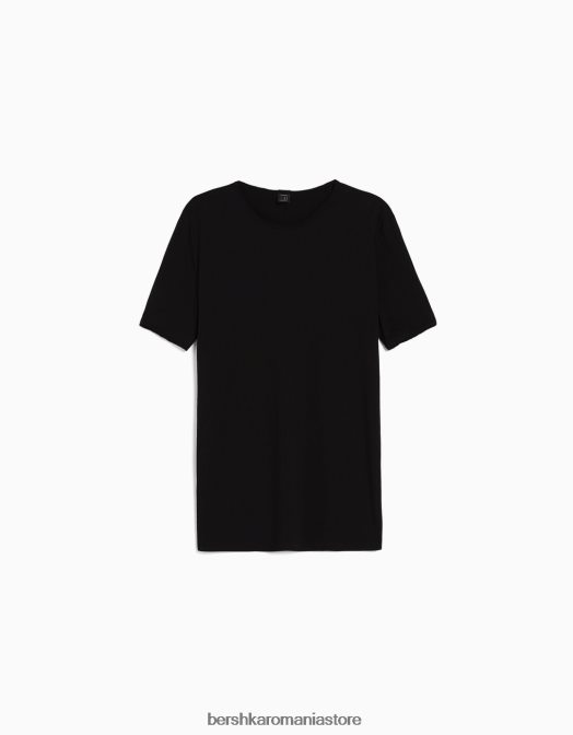 Bershka bărbați tricou elastic cu maneca scurta negru Z86D2845 îmbrăcăminte
