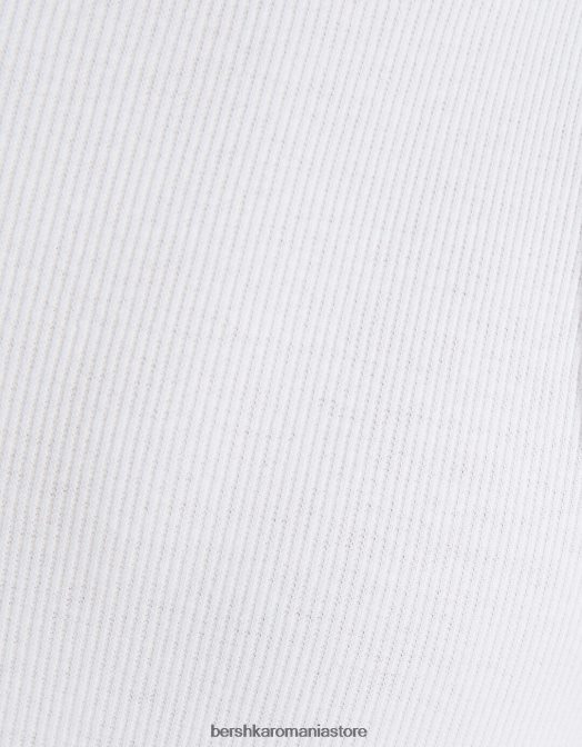 Bershka bărbați tricou fără mâneci cu nervuri alb Z86D2666 îmbrăcăminte