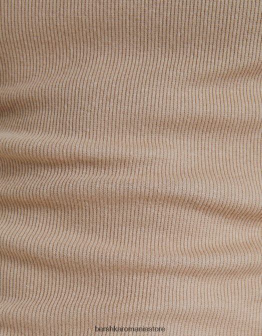 Bershka bărbați tricou fără mâneci cu nervuri cămilă Z86D2667 îmbrăcăminte