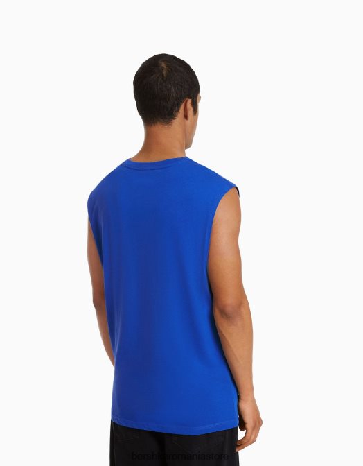 Bershka bărbați tricou fără mâneci cu potrivire în stil constructor albastru Z86D2782 îmbrăcăminte