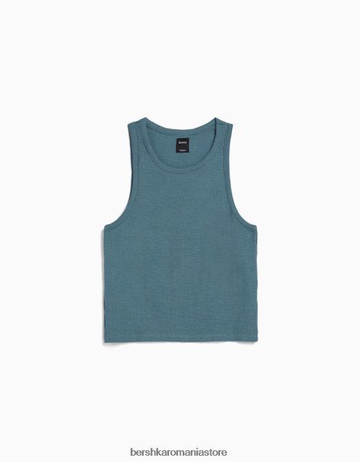 Bershka bărbați tricou fără mâneci cu potrivire în stil constructor albastru Z86D2837 îmbrăcăminte