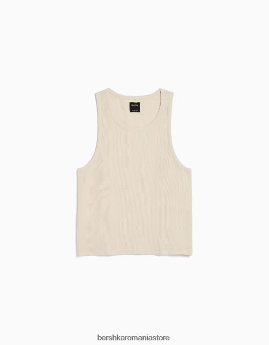 Bershka bărbați tricou fără mâneci cu potrivire în stil constructor aproape alb Z86D2838 îmbrăcăminte