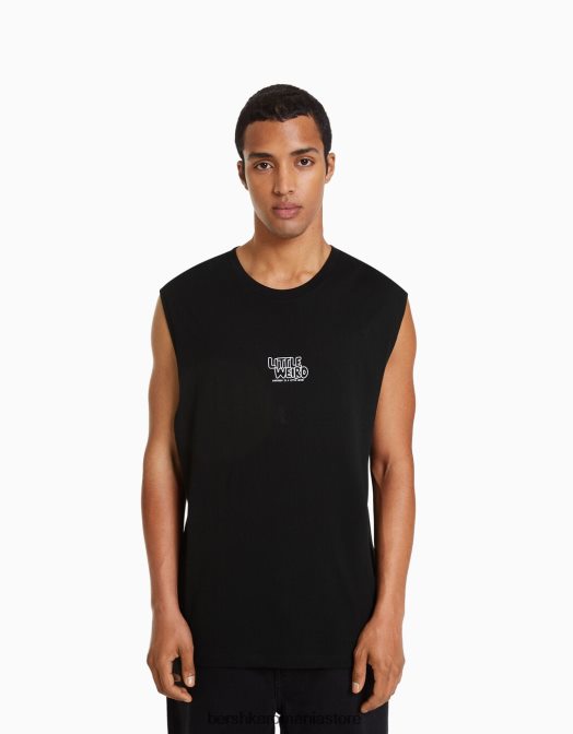 Bershka bărbați tricou fără mâneci cu potrivire în stil constructor negru Z86D2783 îmbrăcăminte