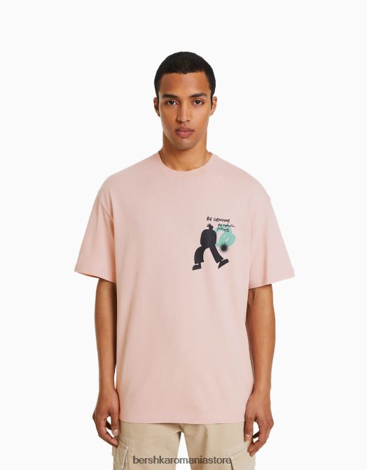 Bershka bărbați tricou imprimat cu mânecă scurtă, ușor de fixat alte Z86D2816 îmbrăcăminte