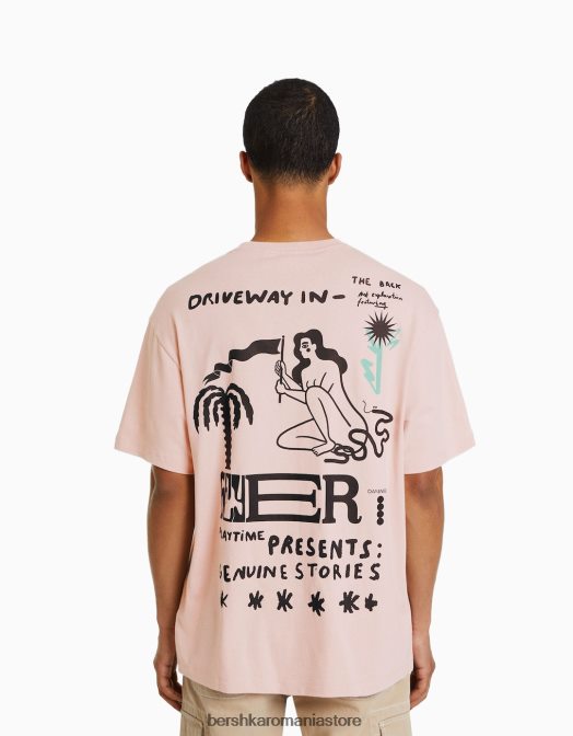 Bershka bărbați tricou imprimat cu mânecă scurtă, ușor de fixat alte Z86D2816 îmbrăcăminte