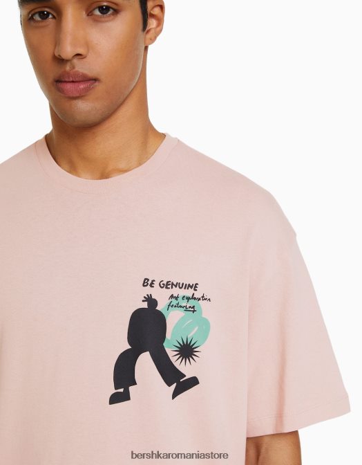 Bershka bărbați tricou imprimat cu mânecă scurtă, ușor de fixat alte Z86D2816 îmbrăcăminte