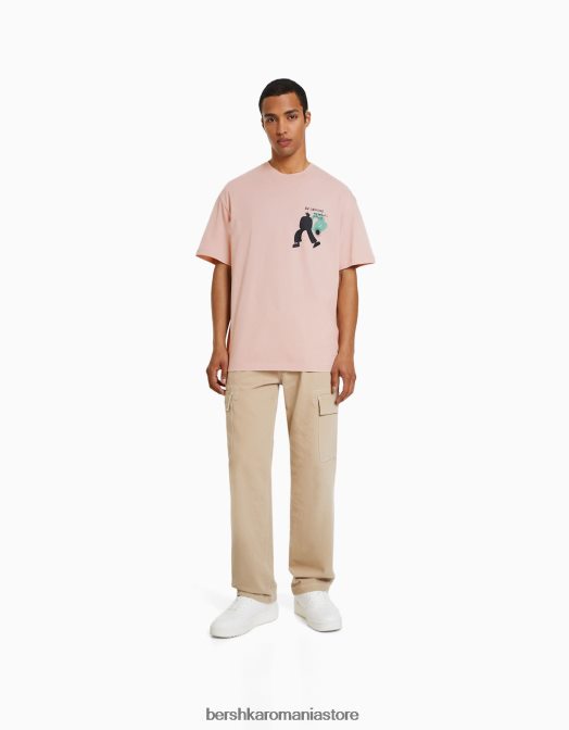 Bershka bărbați tricou imprimat cu mânecă scurtă, ușor de fixat alte Z86D2816 îmbrăcăminte