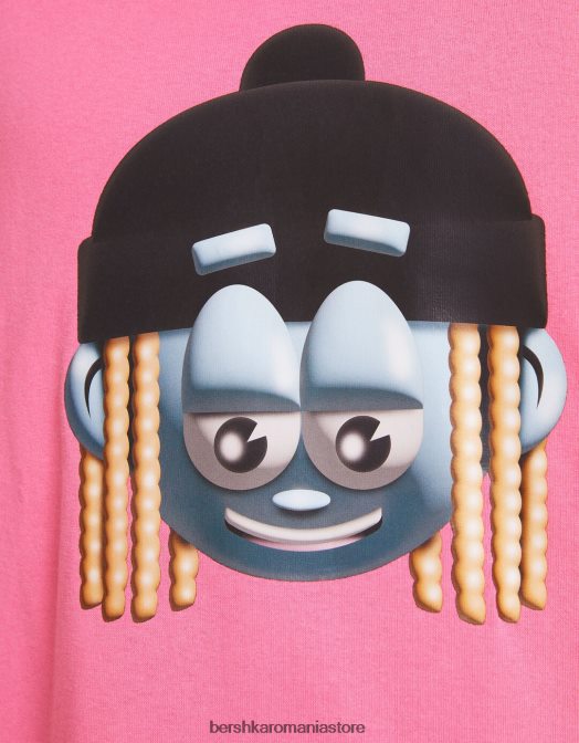 Bershka bărbați tricou imprimat cu maneci 3/4 lungime fucsie Z86D2752 îmbrăcăminte